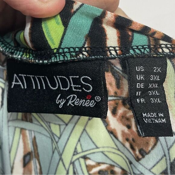 Attitudes by Renee Tropical Print Tunic Shirt 2X - Picture 4 of 7